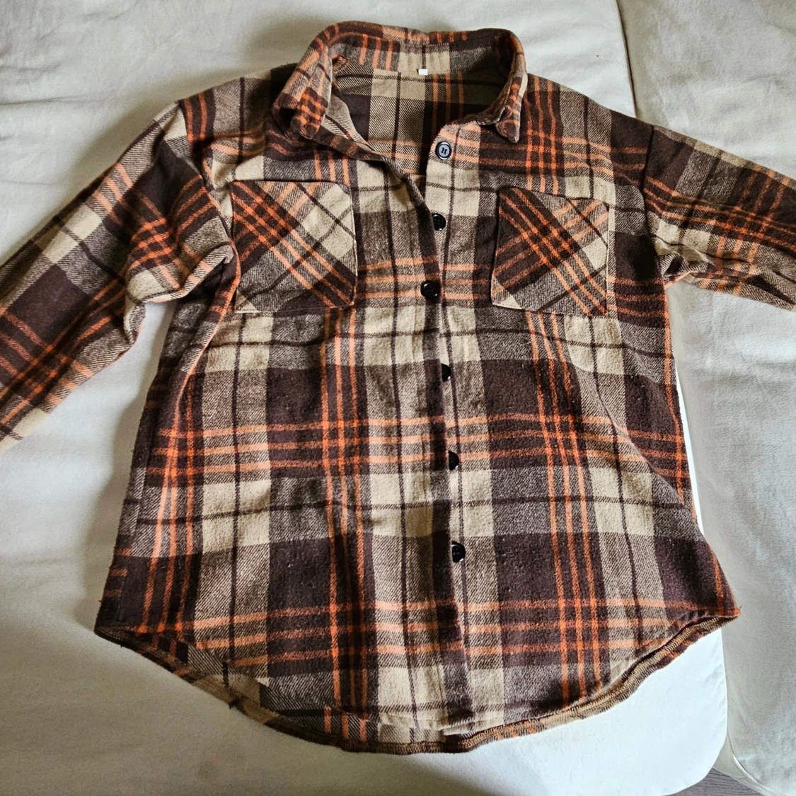 Rutig overshirt i brunt och orange