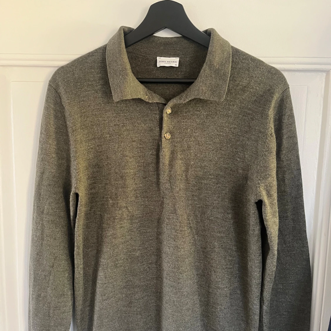 Grå/grön långärmad piké, John Henric  - 2