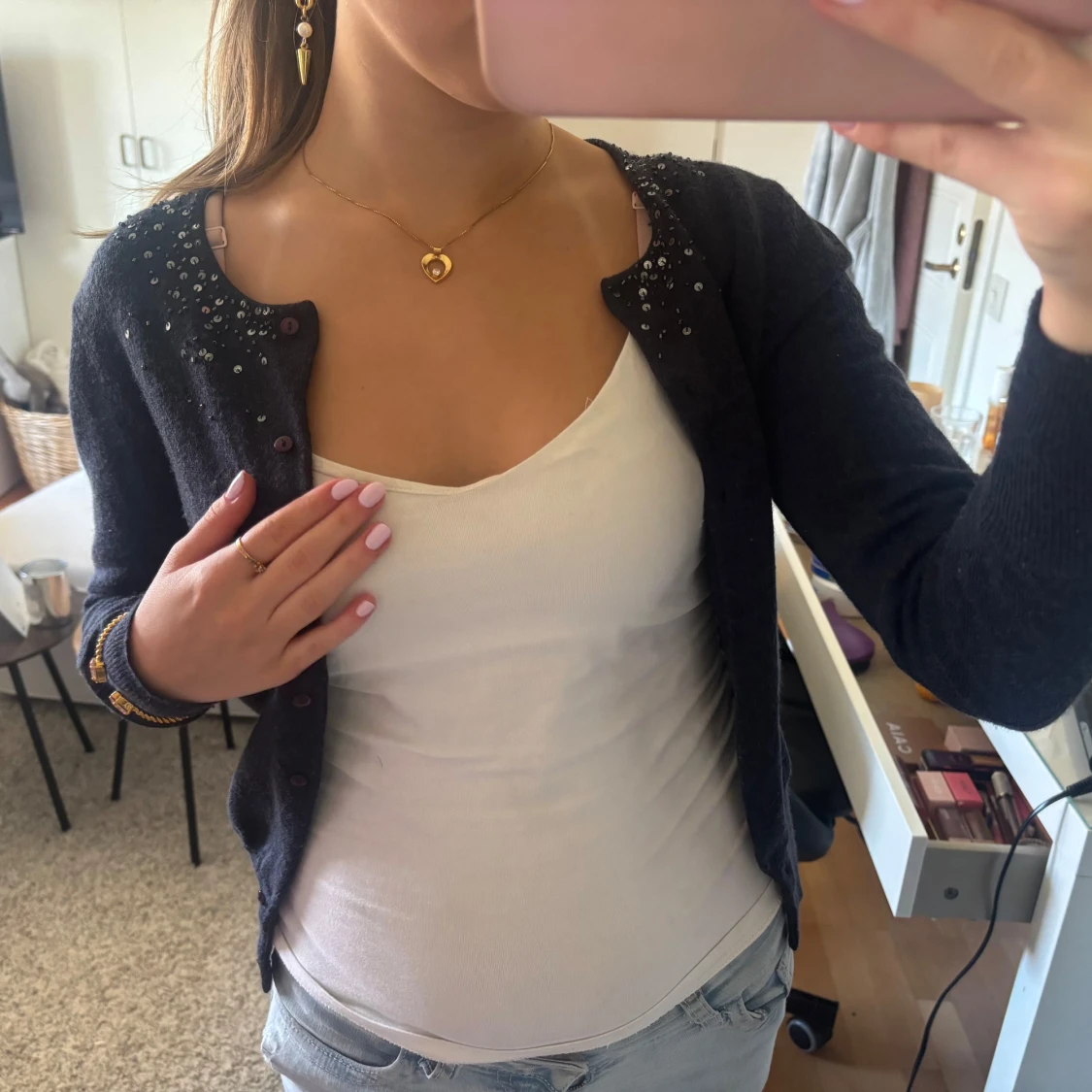 Blå kofta med paljetter