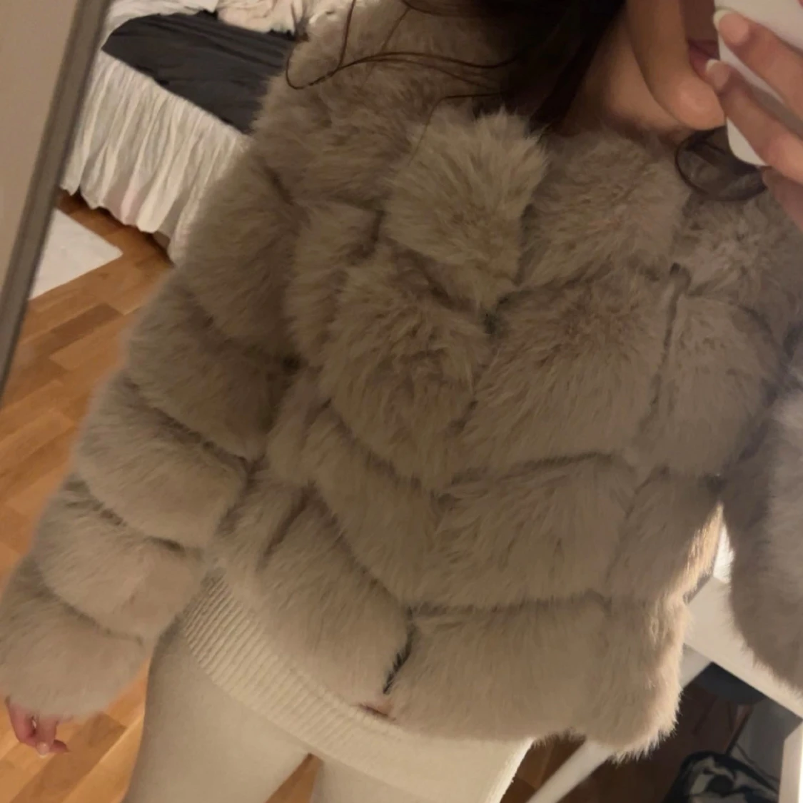Beige fur coat - 1