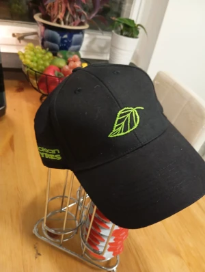 Ny keps  Nokian Tyres - Svart keps med böjd skärm och broderad grön bladlogga framtill. På sidan finns ett grönt Nokian Tyres-tryck. Kepsen är i en klassisk form med ventilationshål upptill. Perfekt för dig som gillar streetwear och snygga detaljer.