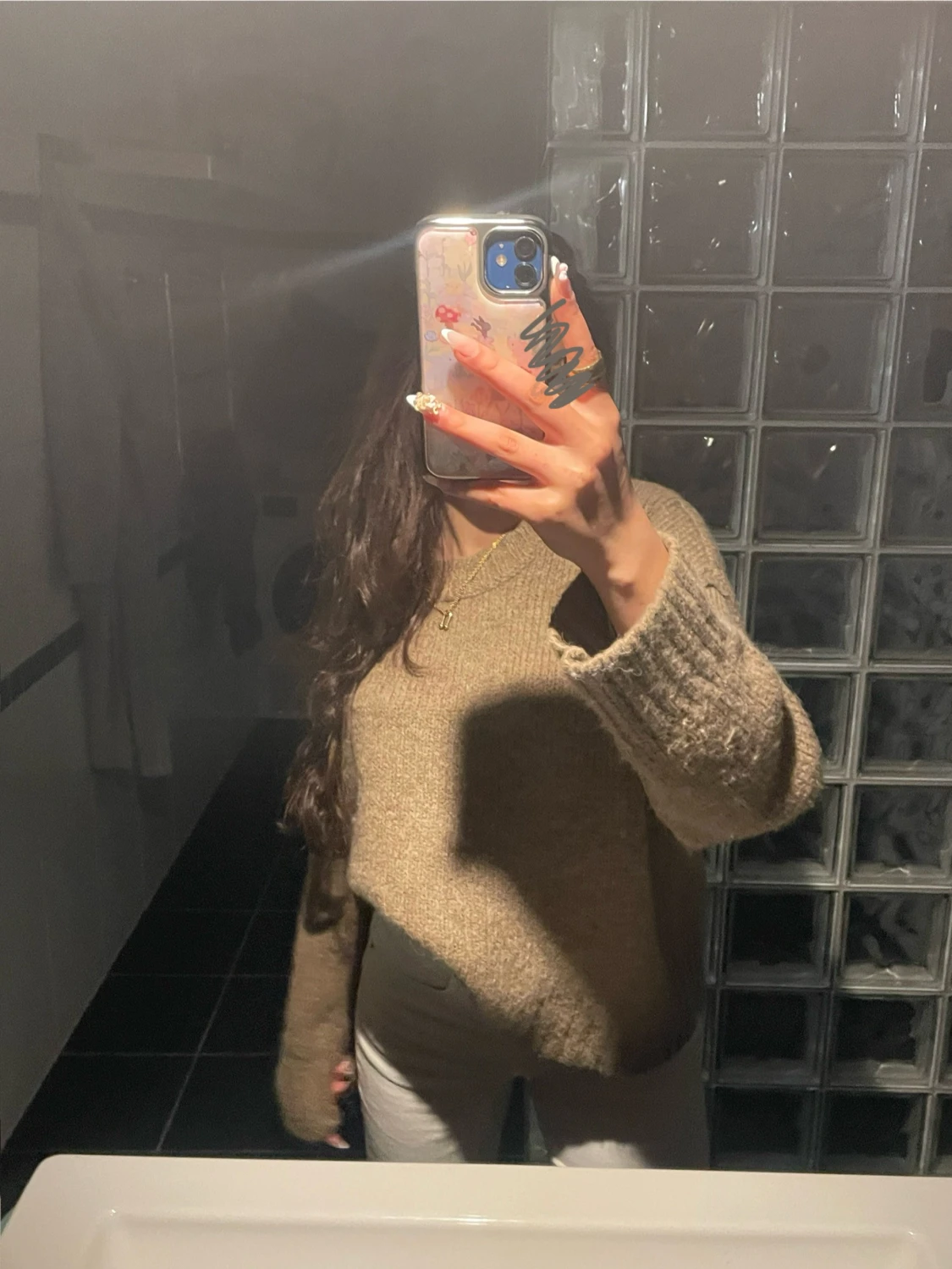 Beige stickad tröja med loose fit