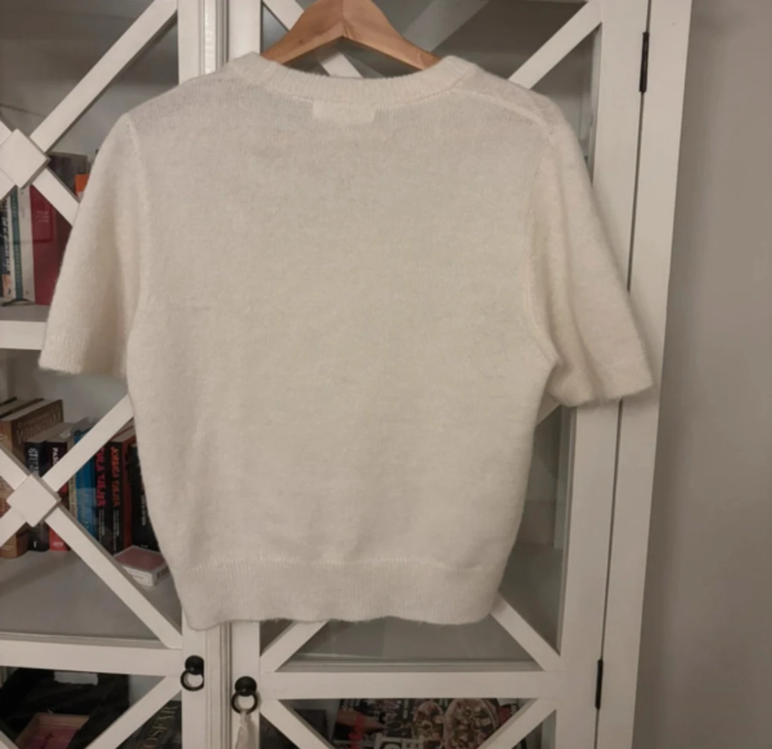 Vit stickad kortärmad tröja Gina Tricot - 1