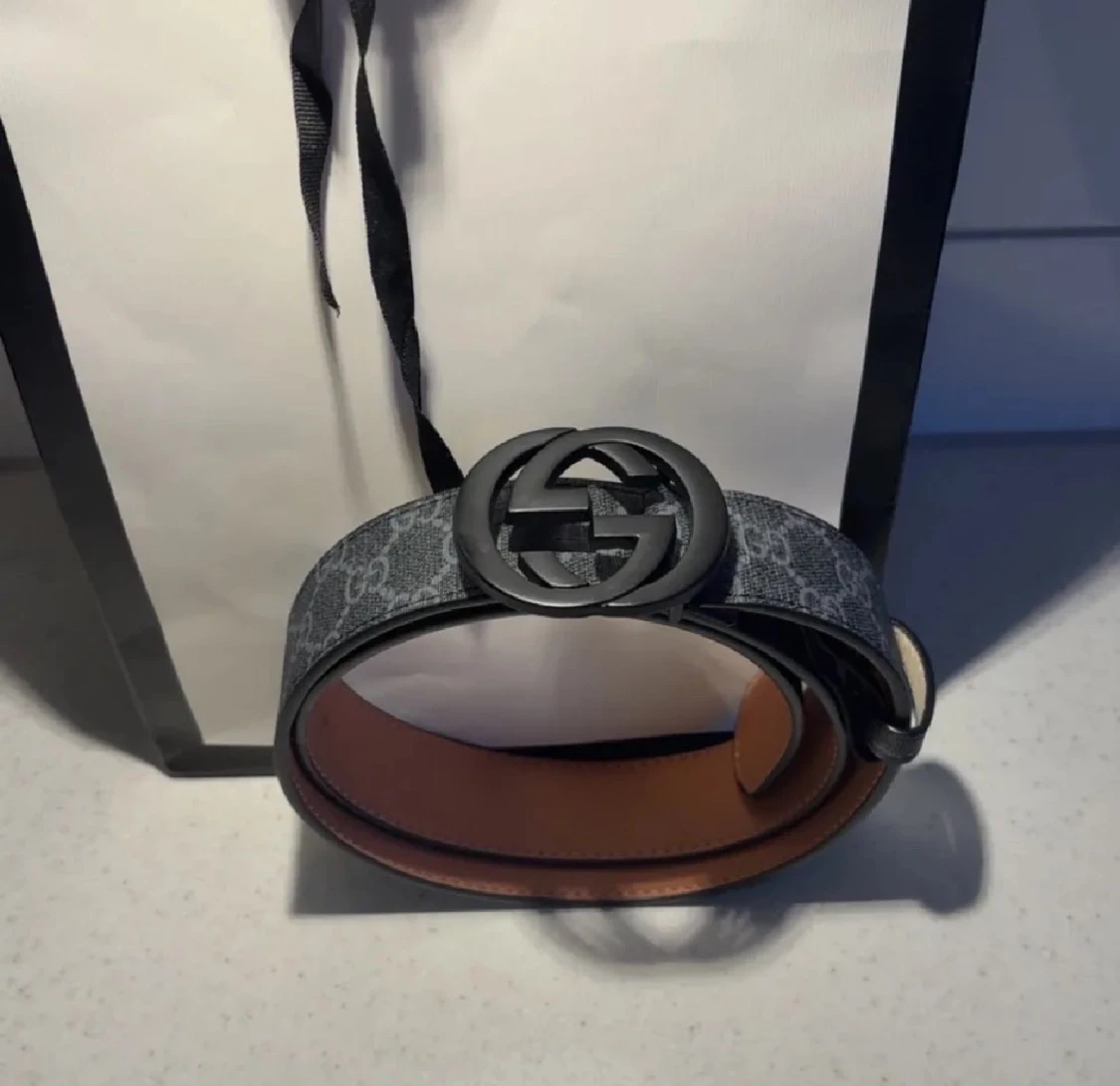 Gucci svart mönstrad bälte - 1