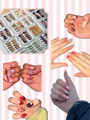 Färgglada lösnaglar med mönster - Detta är en intressefråga!😊(köp inte‼️) Säljer handmålade set lösnaglar i almond form och vilken design som helst! Händerna på bilden är exempel på mina naglar som jag har målat (jag har inte på mig lösnaglar i vissa bilder). Skriv till mig och berätta vad du vill att jag ska måla, skicka inspirationsbilder om du vill! Säljer för ca 150-300kr beroende på design❣️