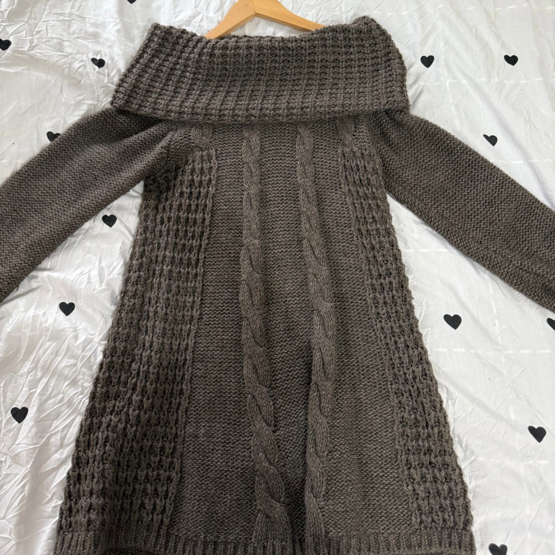 Brun stickad långklänning