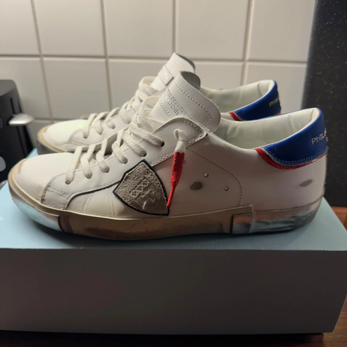 Philippe Model Prsx Low Leather Blue White