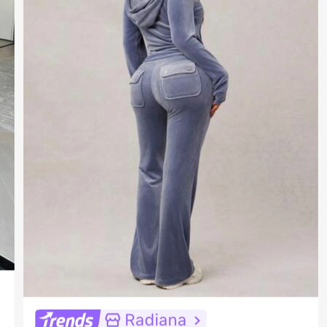 Blå mjukisbyxor med fickor - 1