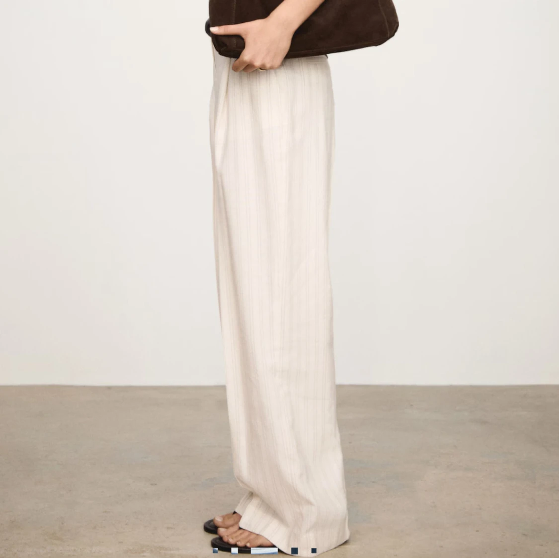 Randiga ljusa linnebyxor - 2