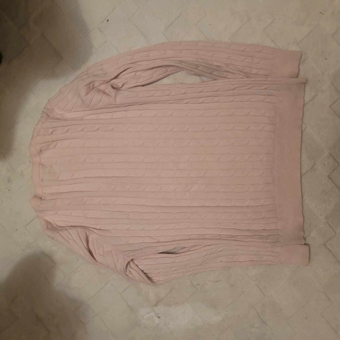 Ljusrosa kabelstickad tröja Gant - 1