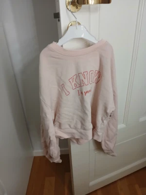 Ljusrosa sweatshirt från XOXO Friends - Ljusrosa sweatshirt från XOXO Friends med trycket 'I KNOW I'm smart' på ryggen. Tröjan har en avslappnad passform, långa ärmar och är tillverkad i mjuk bomull. Perfekt för dig som gillar en chill och enkel stil.