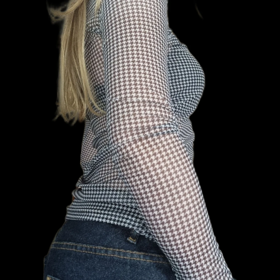 Mesh topp med rutig mönster - 1