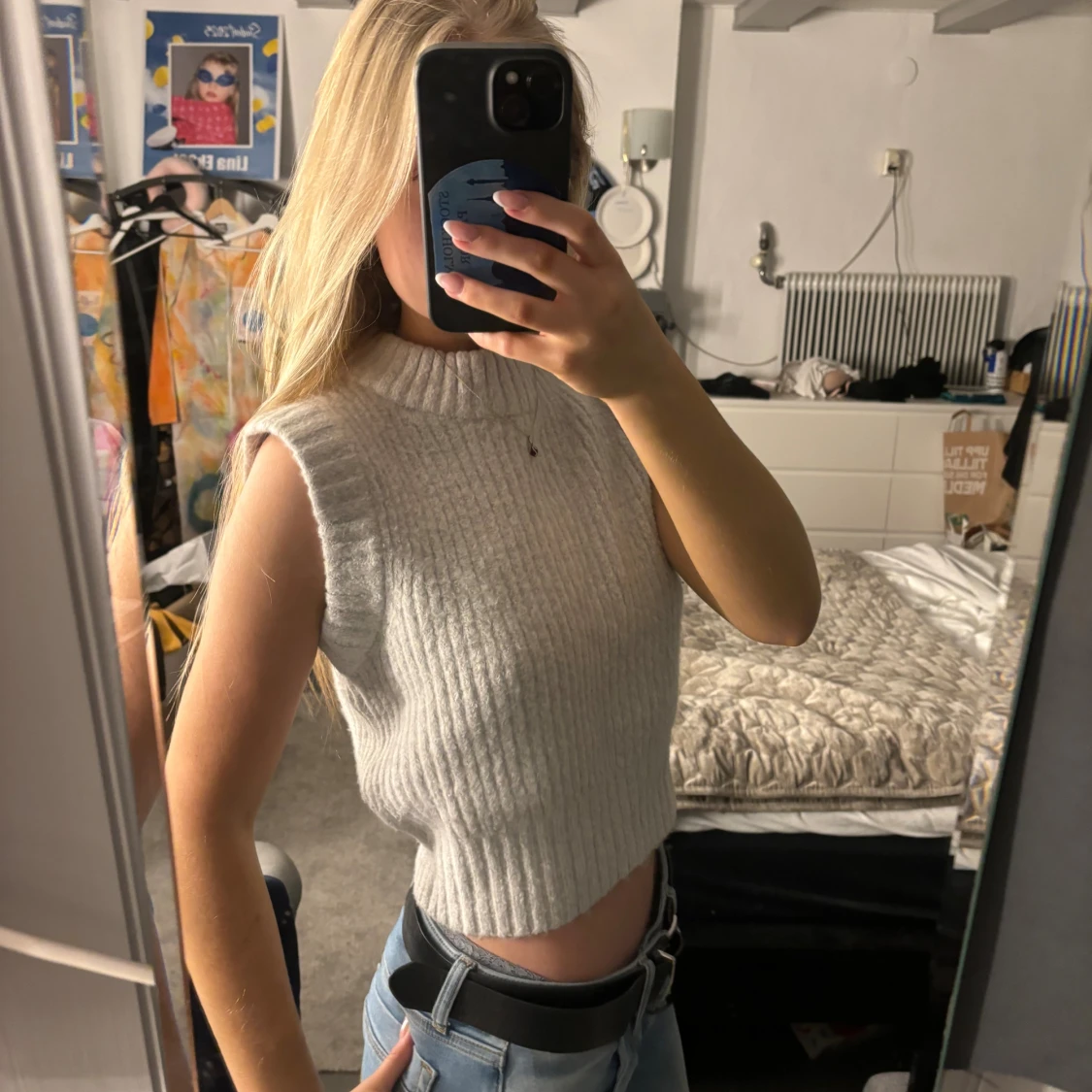 Grå ribbad stickad topp från Collusion - 1