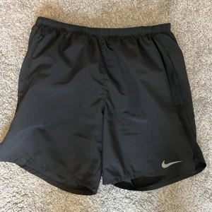 Svarta träningsshorts från Nike - Svarta träningsshorts från Nike med elastisk midja och klassisk logga i silver på benet. Shortsen har en loose passform och är gjorda i lätt polyester som andas. Perfekta för gymmet eller löprundan, riktigt sköna och stilrena.