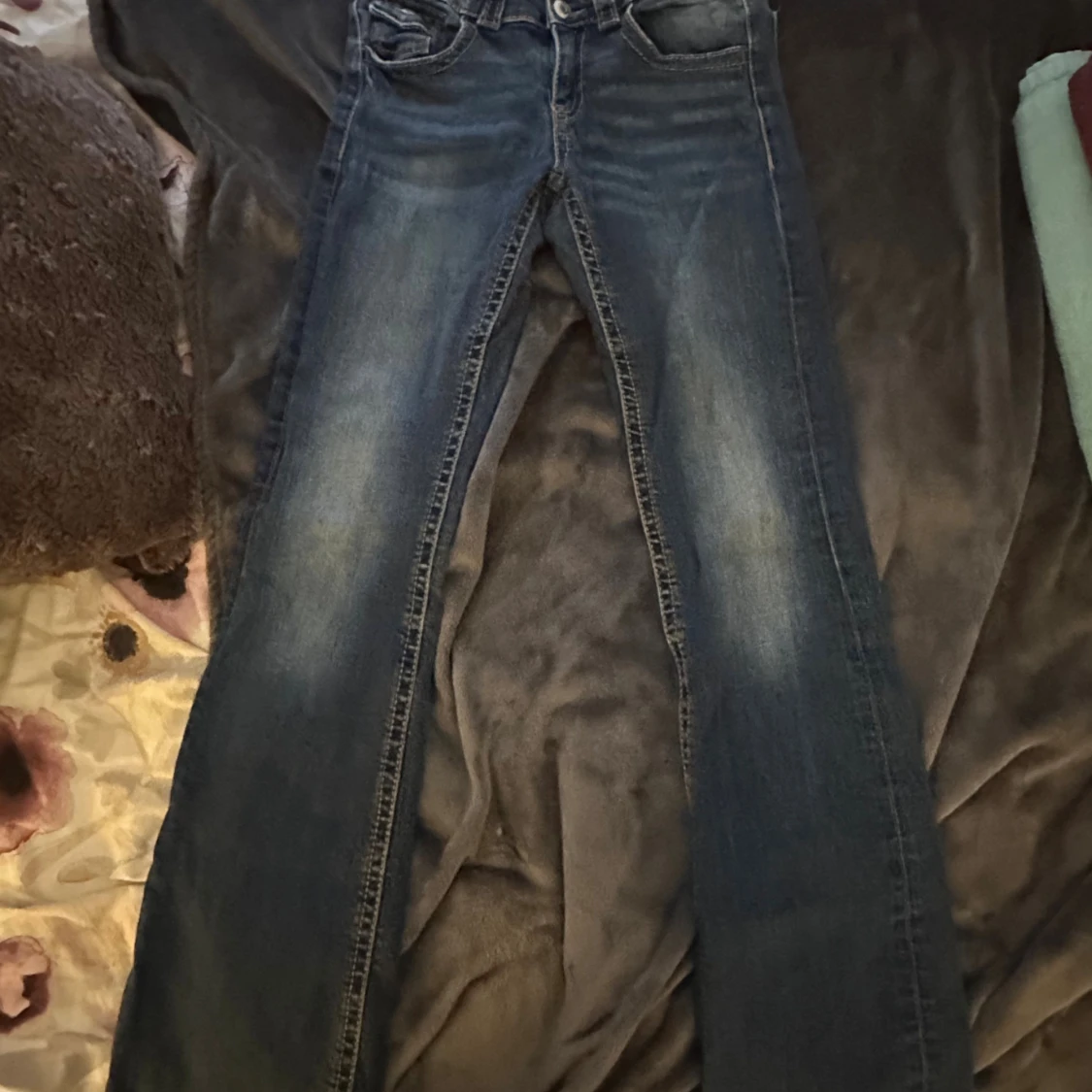 Mörkblå bootcut jeans med låg midja - 3