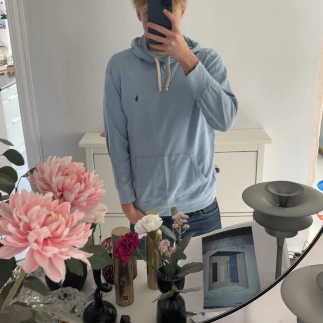 Ljusblå hoodie från Polo Ralph Lauren