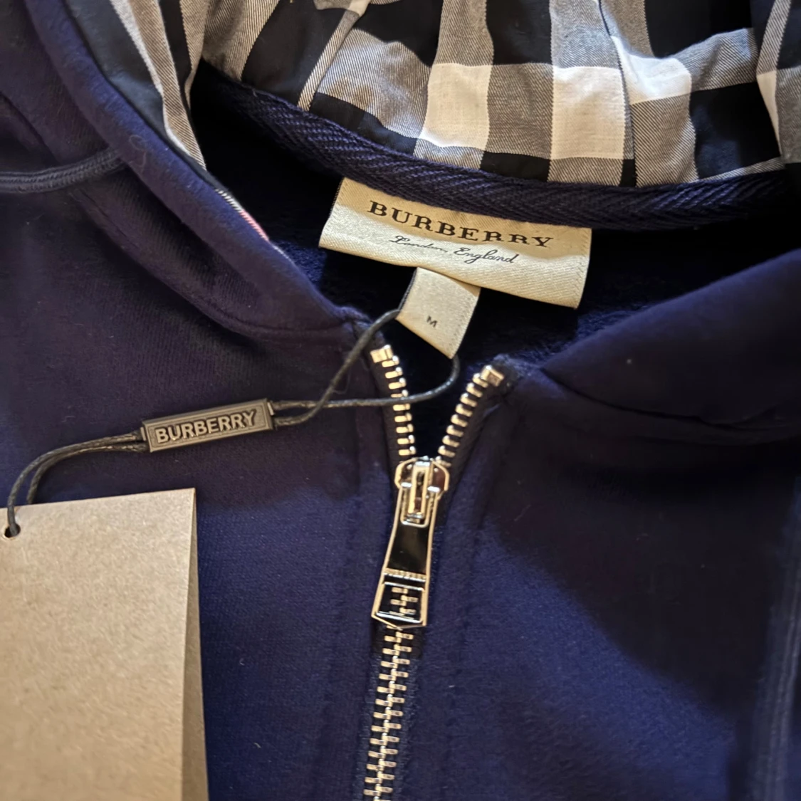Marinblå Burberry hoodie med dragkedja - 3