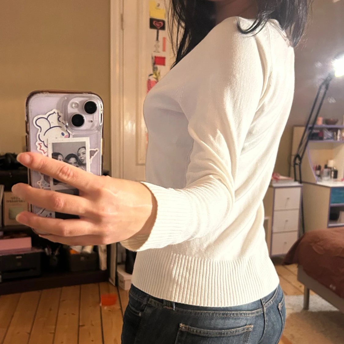 Vit långärmad topp  - 1