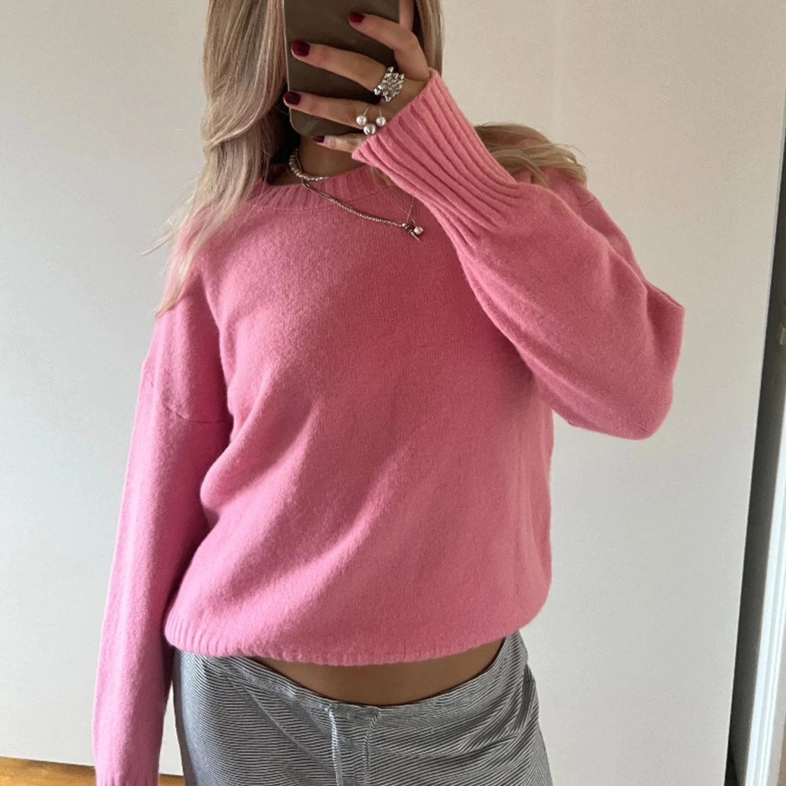 Rosa stickad tröja🎀🌸🌸