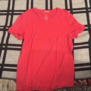 Röd v-ringad t-shirt från Acne - Snygg röd t-shirt från Acne med v-ringning och klassisk passform. Tillverkad i mjuk bomull som känns skön mot huden. Perfekt basic-plagg med korta ärmar och stilren look. Passar dig som gillar enkel och clean stil.