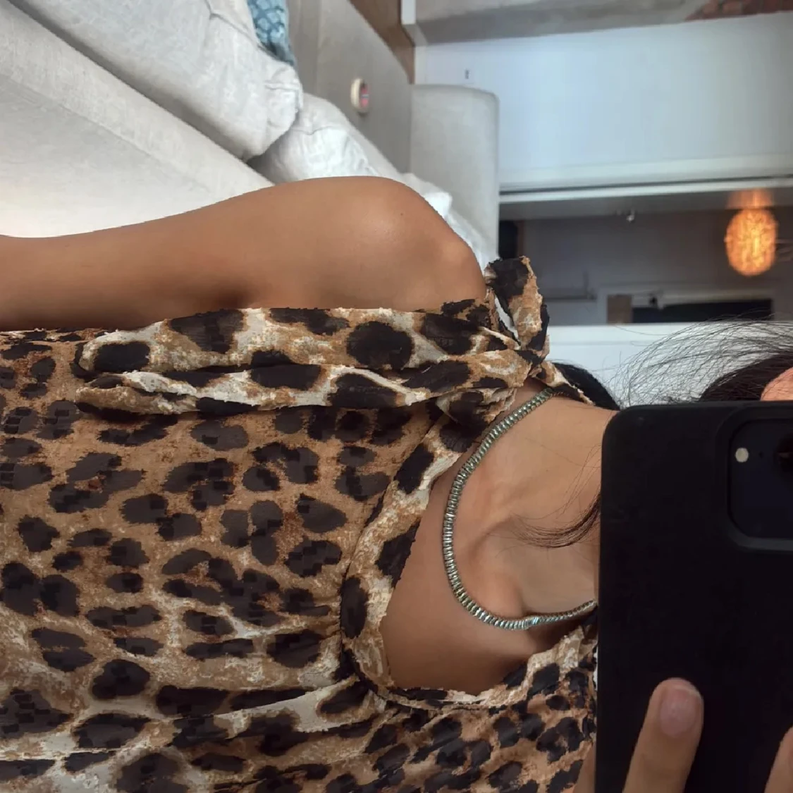 Leopardmönstrad ärmlös blus  - 1