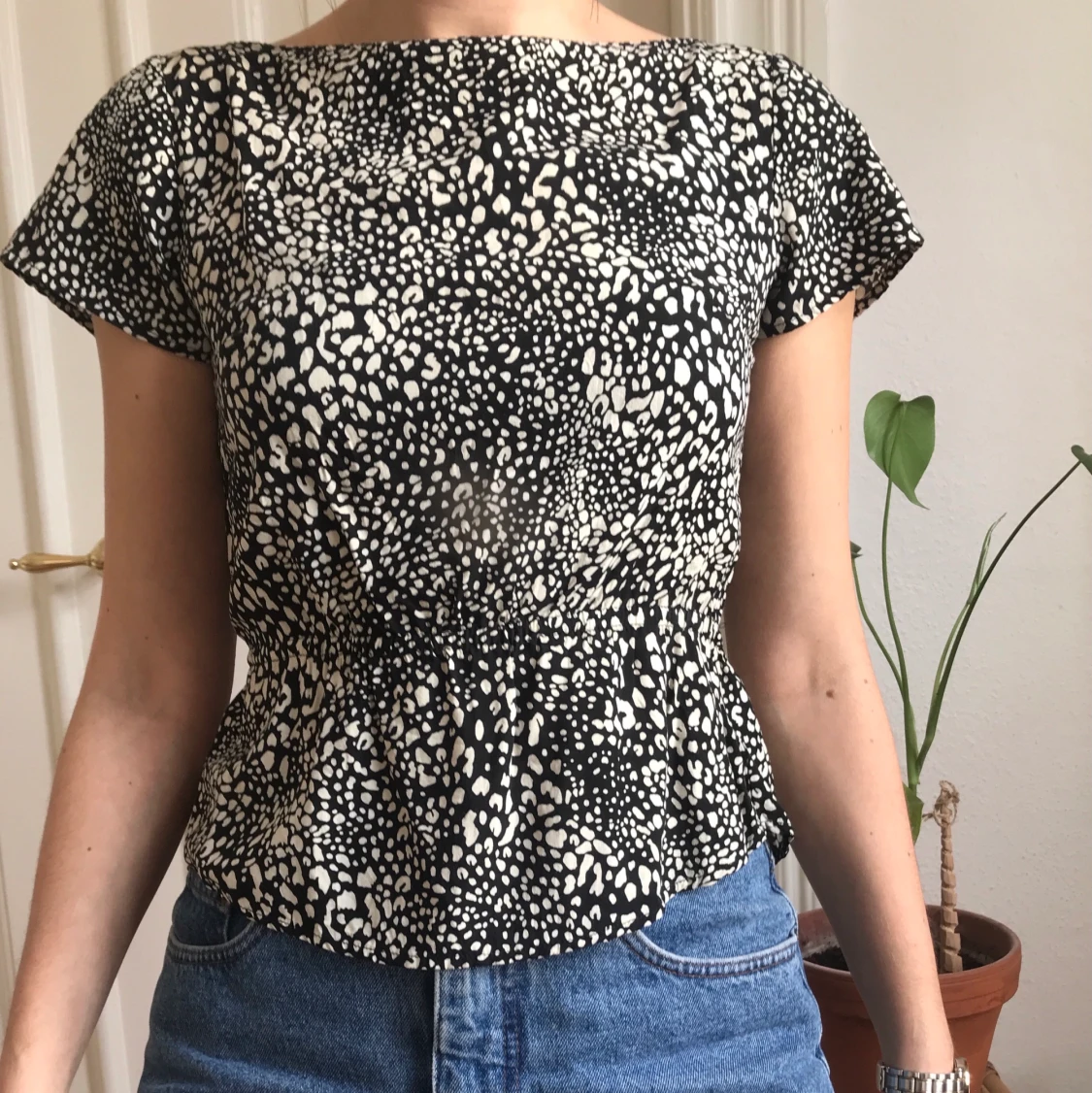 Mönstrad topp från Size 8 Needle strl S - 91