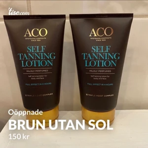 Brun utan sol  - 2 st oöppnade brun utan sol från aco 150 ml/flaska  Ord pris 120kr/st