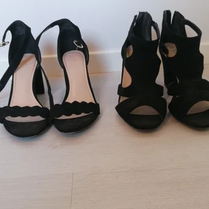 Svarta klackskor 🌺 - 🌺Säljer båda skorna för 200kr.                                         🌺Dom är svarta i stl 38.                                                     🌺Sko nmr 1 är från H&M och sko nmr 2 är från Duffy. 