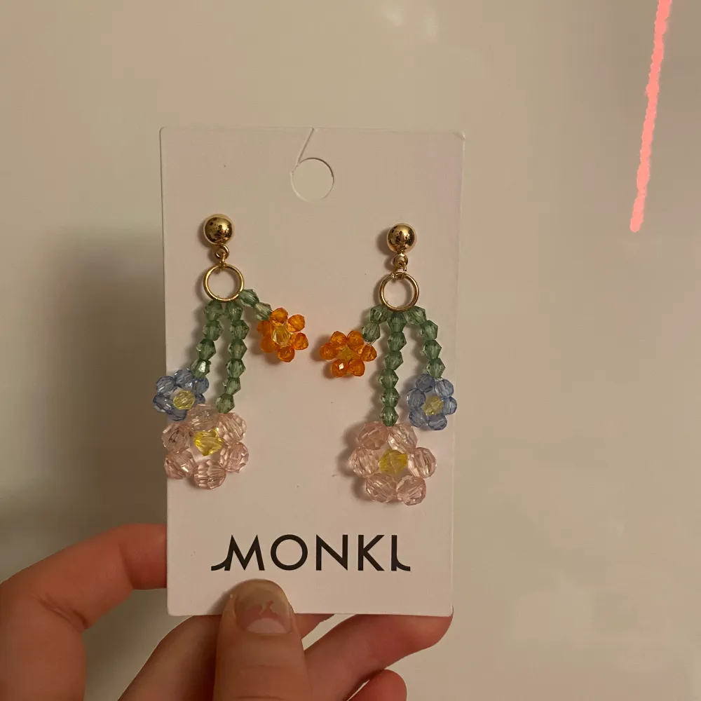 Ett par supersnygga helt nya örhängen från Monki. Säljer eftersom att jag redan hade ett par lika dana då jag fick dessa i julklapp. På hemsidan kostar de 120kr men säljer för 50kr. Älskar verkligen och kommer ofta till andvändning (mitt andra likadana par). Kan skicka med brev (troligen för 12kr.). Accessoarer.