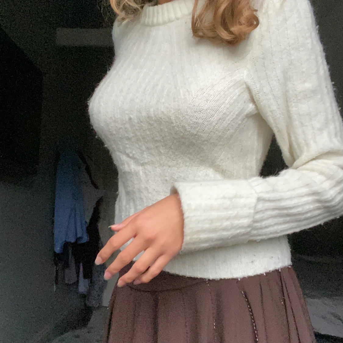 Vit stickad tröja - 91