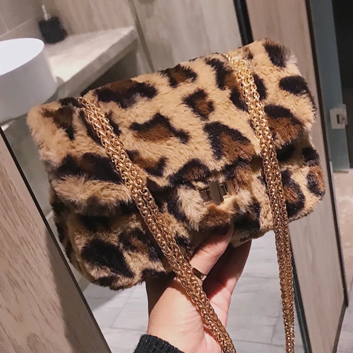 Leopard Bag Faux Fur - 90