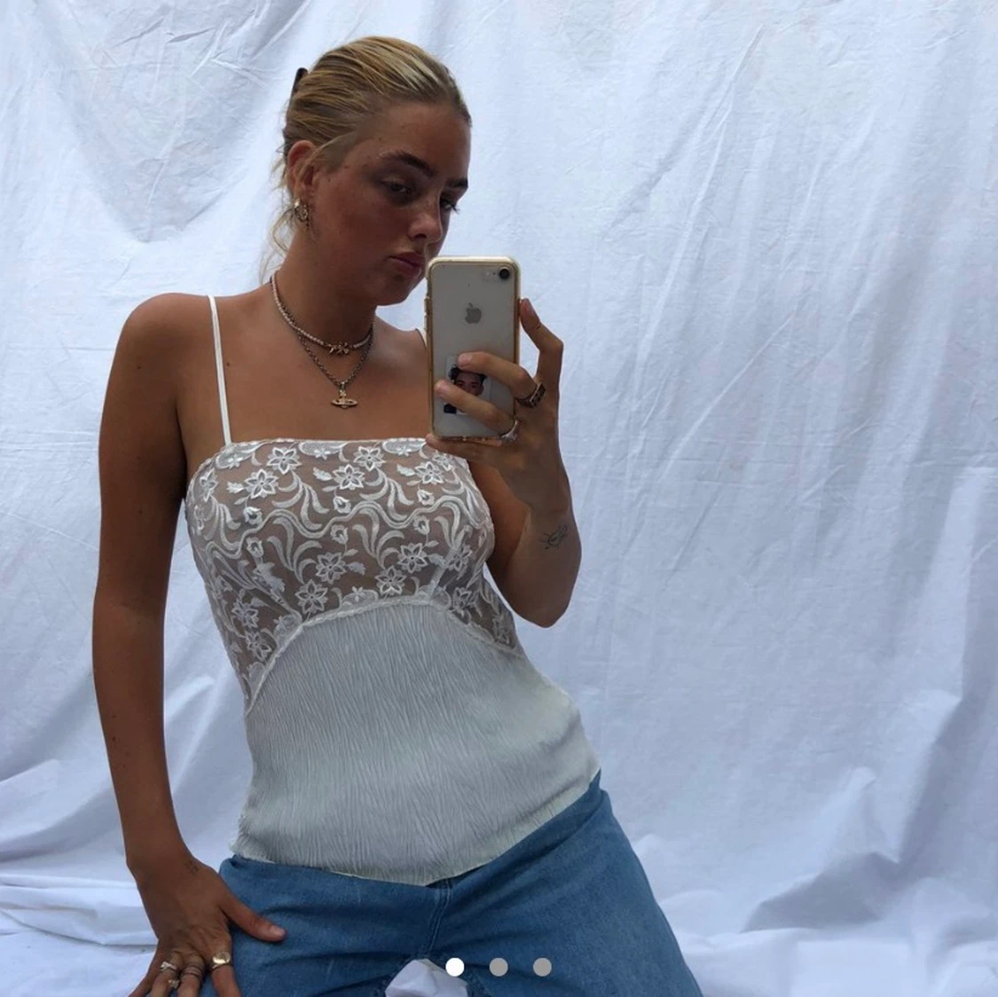 Vit vintage topp Y2K 