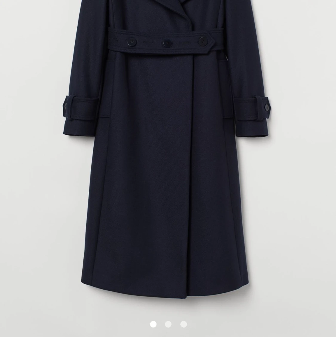 SÖKER lång kappa i ullmix blå HM - 90