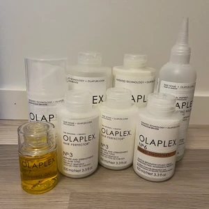 Olaplex  - Säljer mina hårvårdsprodukter från Olaplex. Det som ingår är Olaplex Bond Maintenance schampoo no4, Olaplex Bond Maintenance conditioner no 5, Olaplex no 0, 2 st Olaplex Hair Perfector no3, Olaplex no6 Bond Smoother, Olaplex No7 Bonding Oil, Olaplex no8. Ordinarie pris för detta är 2554kr. För mer bilder eller vid frågor vänligen hör av er
