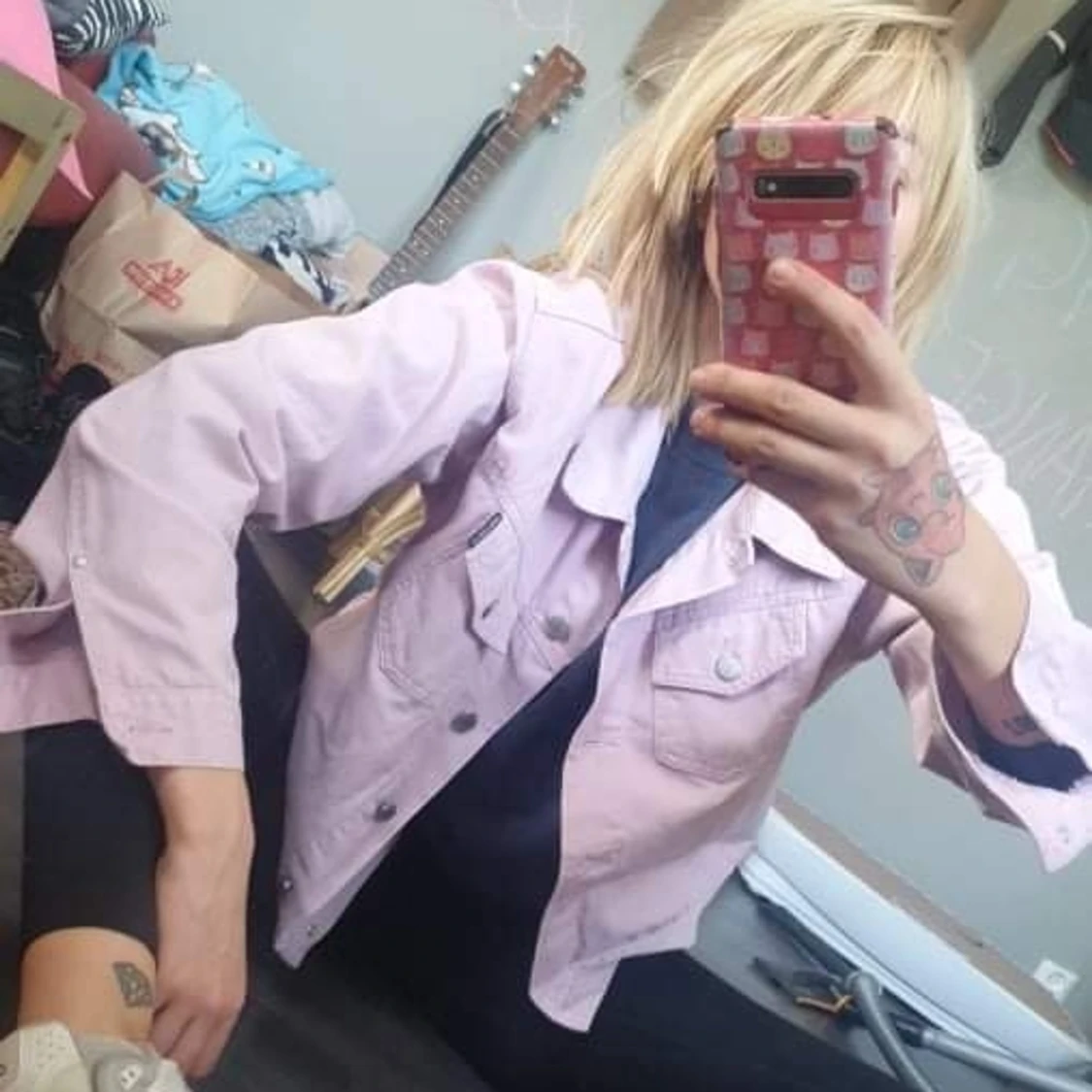 Lila oversize jeansjacka  - 91