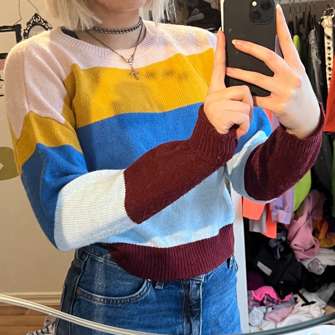 Stickad randig tröja