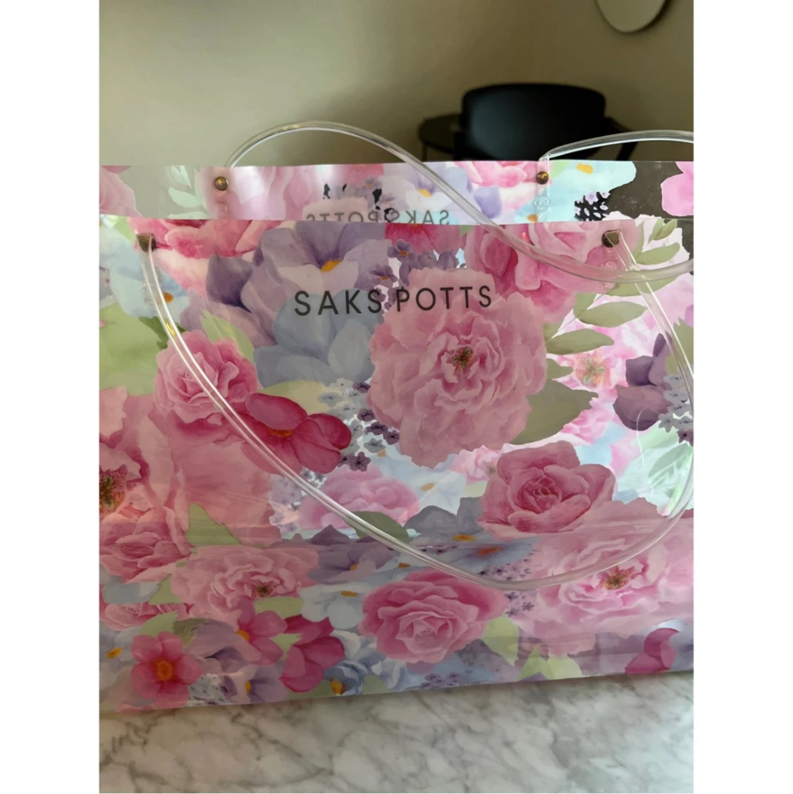 SAKS POTTS blommig väska plast rosa