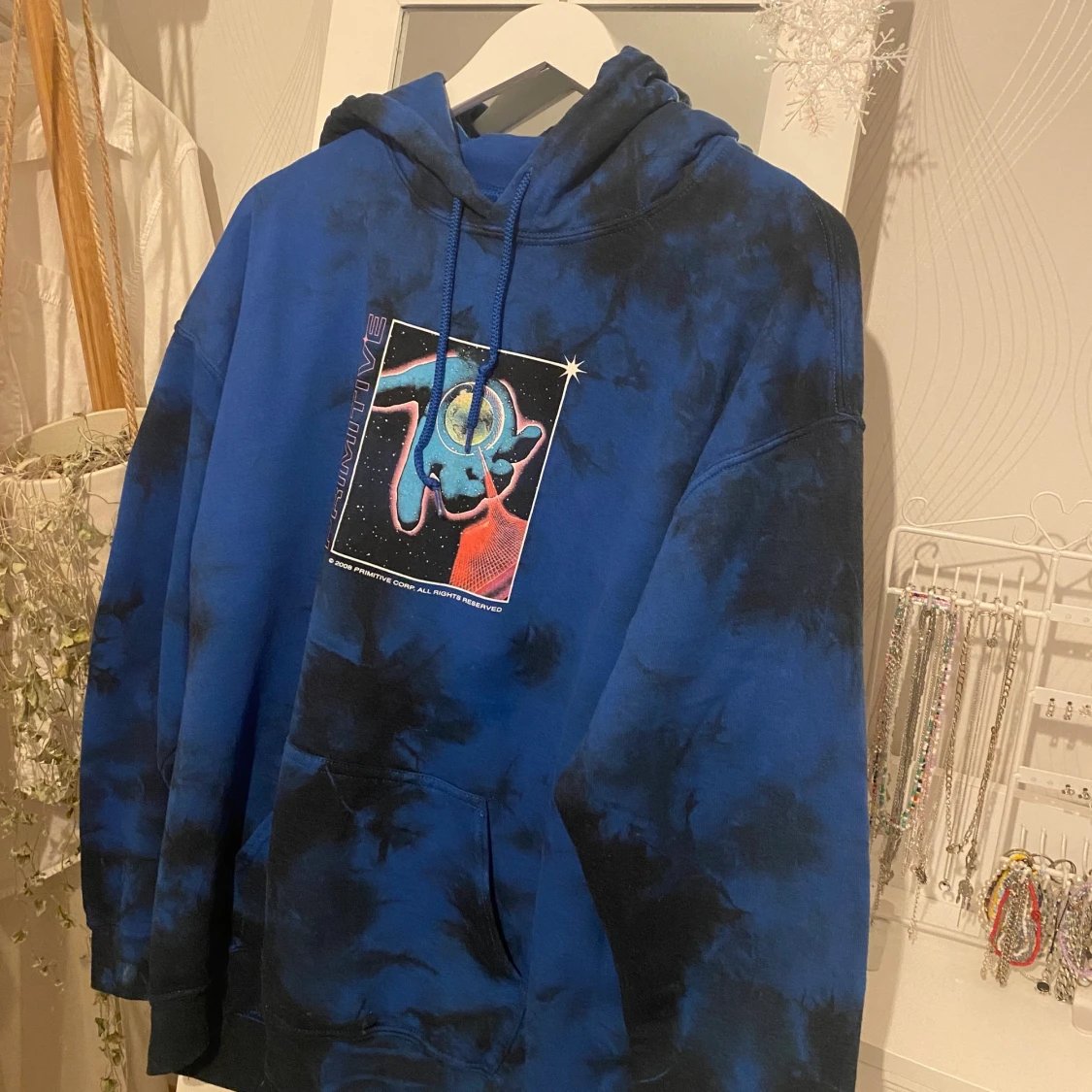 Primitive blå/svart washed hoodie - 90