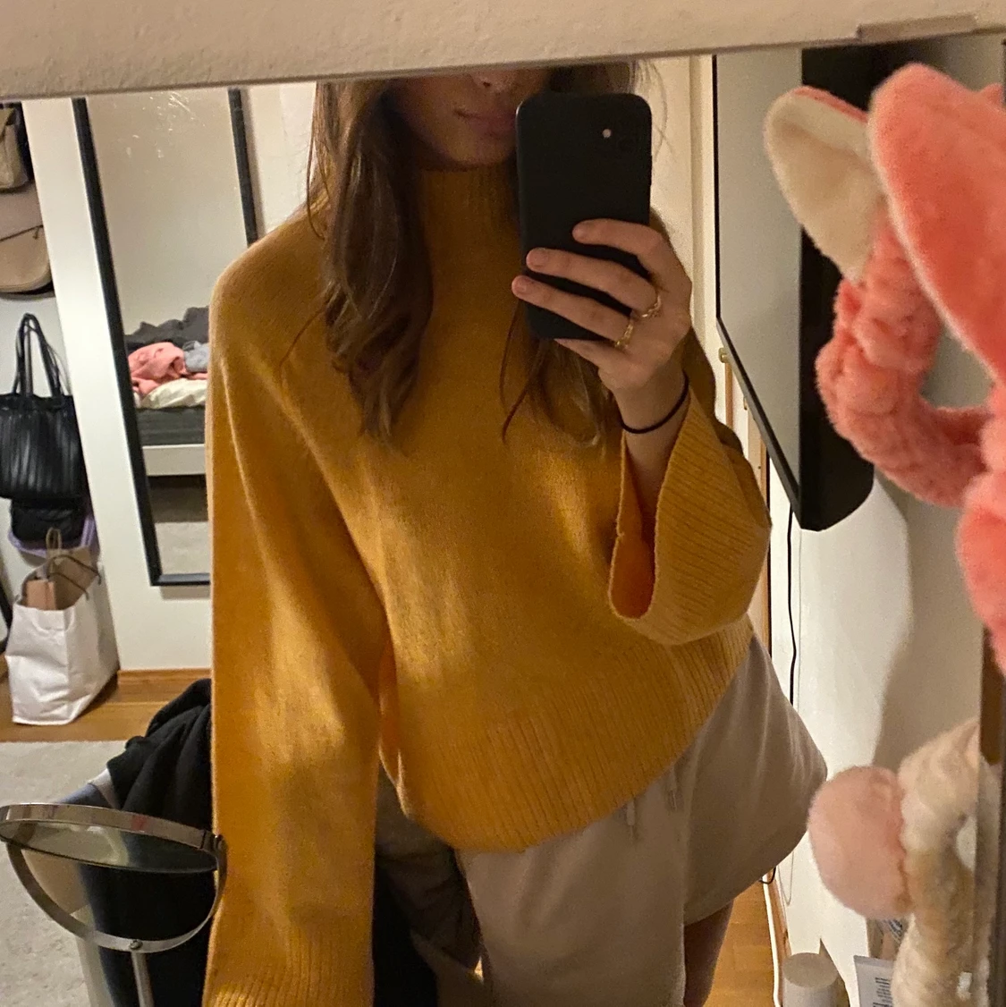 Orange stickad tröja - 90