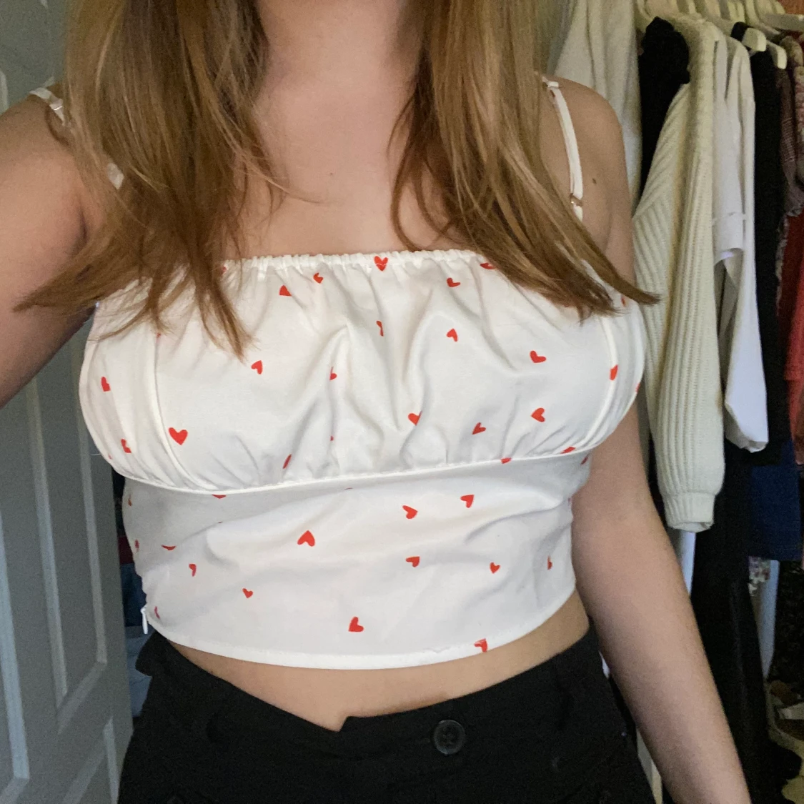 Vit topp med hjärtan - 90