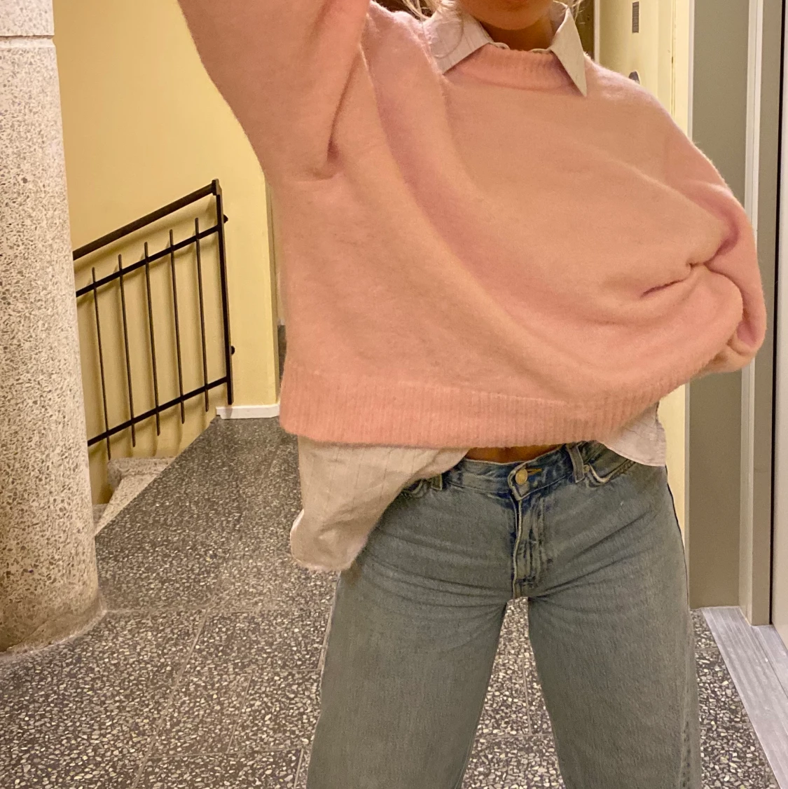 Stickad rosa tröja  - 91