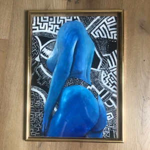 Tavla /poster - ”Kropp” tavla målad av mig. Storlek A3. Akryl och marker.