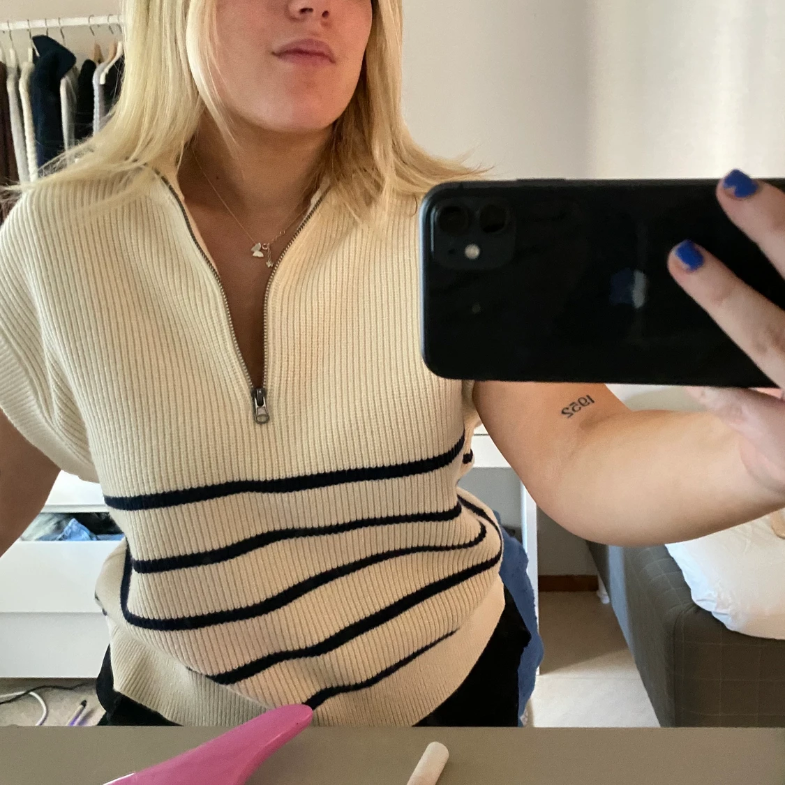 Randig zara väst med dragkedja