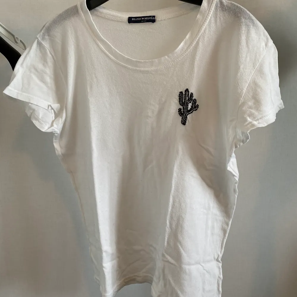 En söt t-shirt från Brandy Melville med en kaktus vid bröstet! One size. Frakt 45 kr 🌿 Finns i Västerås och tillfälligt Malung. . T-shirts.