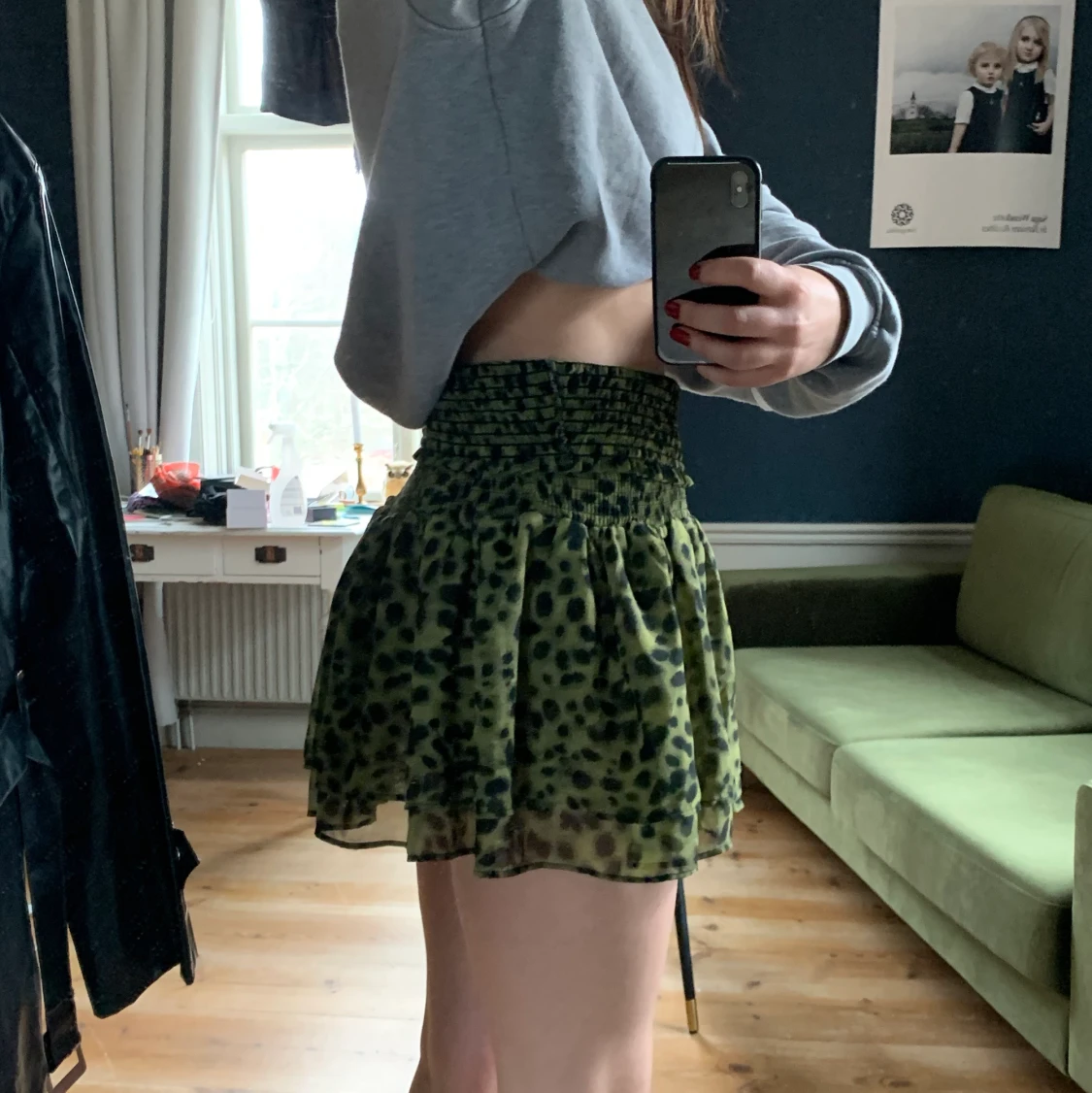Grön leopardmönstrad kjol  - 90