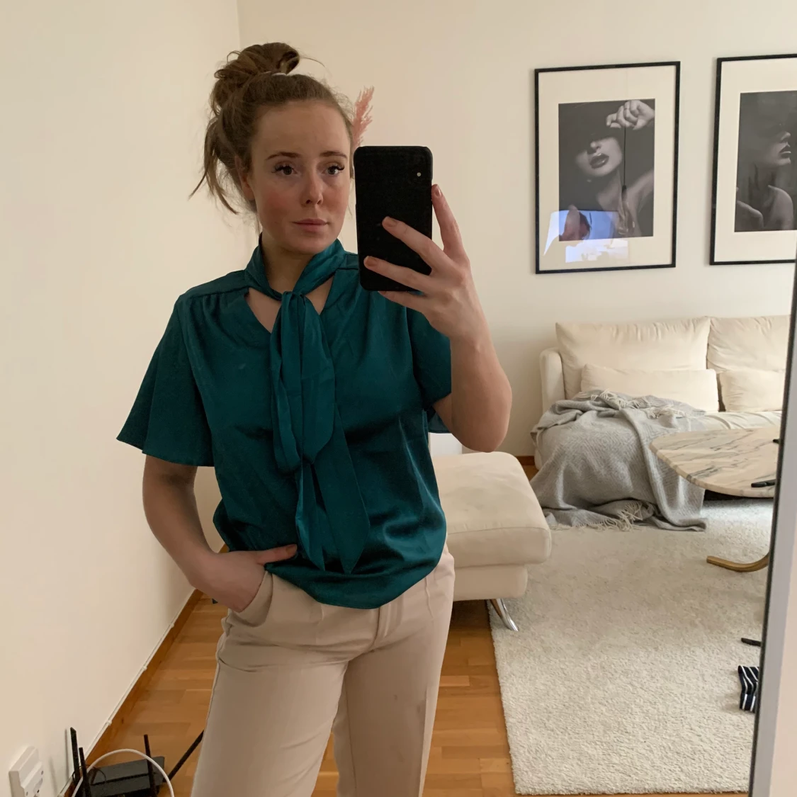 Blus i silkesmaterial - 90