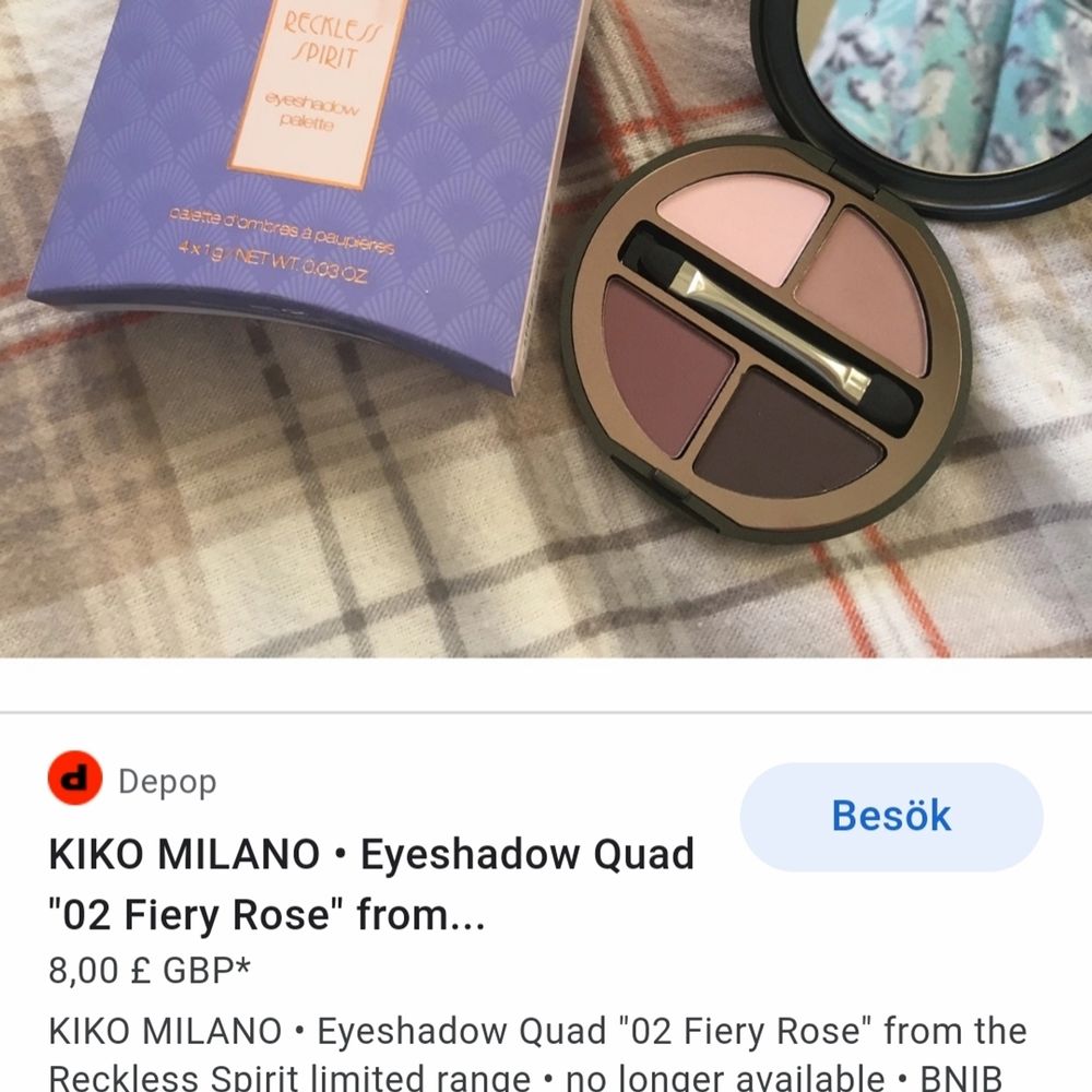 Kiko eyeshadow paletten i färgen 02 Fiery Rose, använd enstaka gång bara 🌺. Accessoarer.