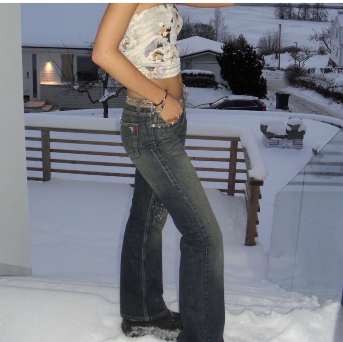 Lågmidjade jeans glitter - 91