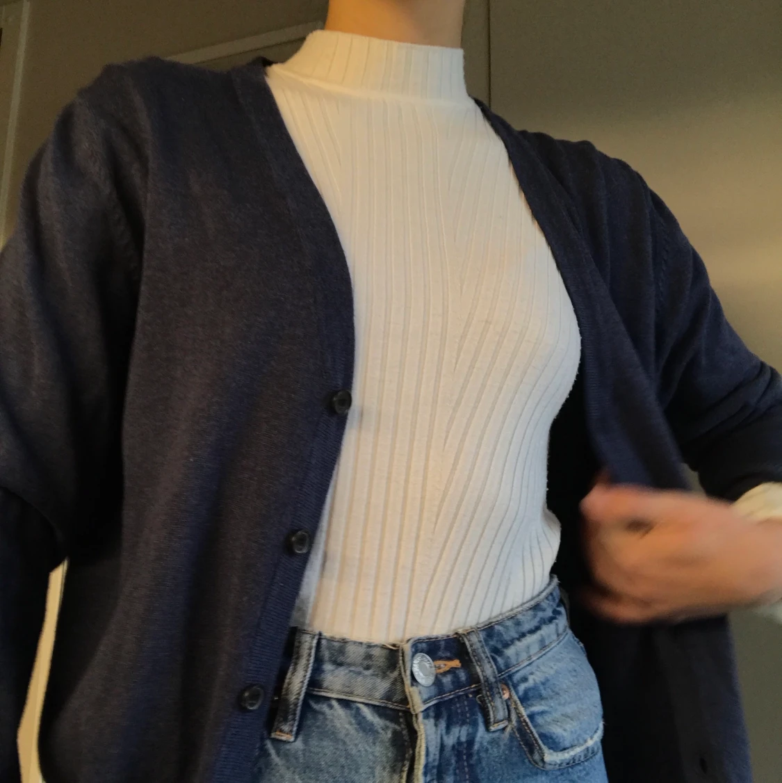 Marinblå oversized cardigan