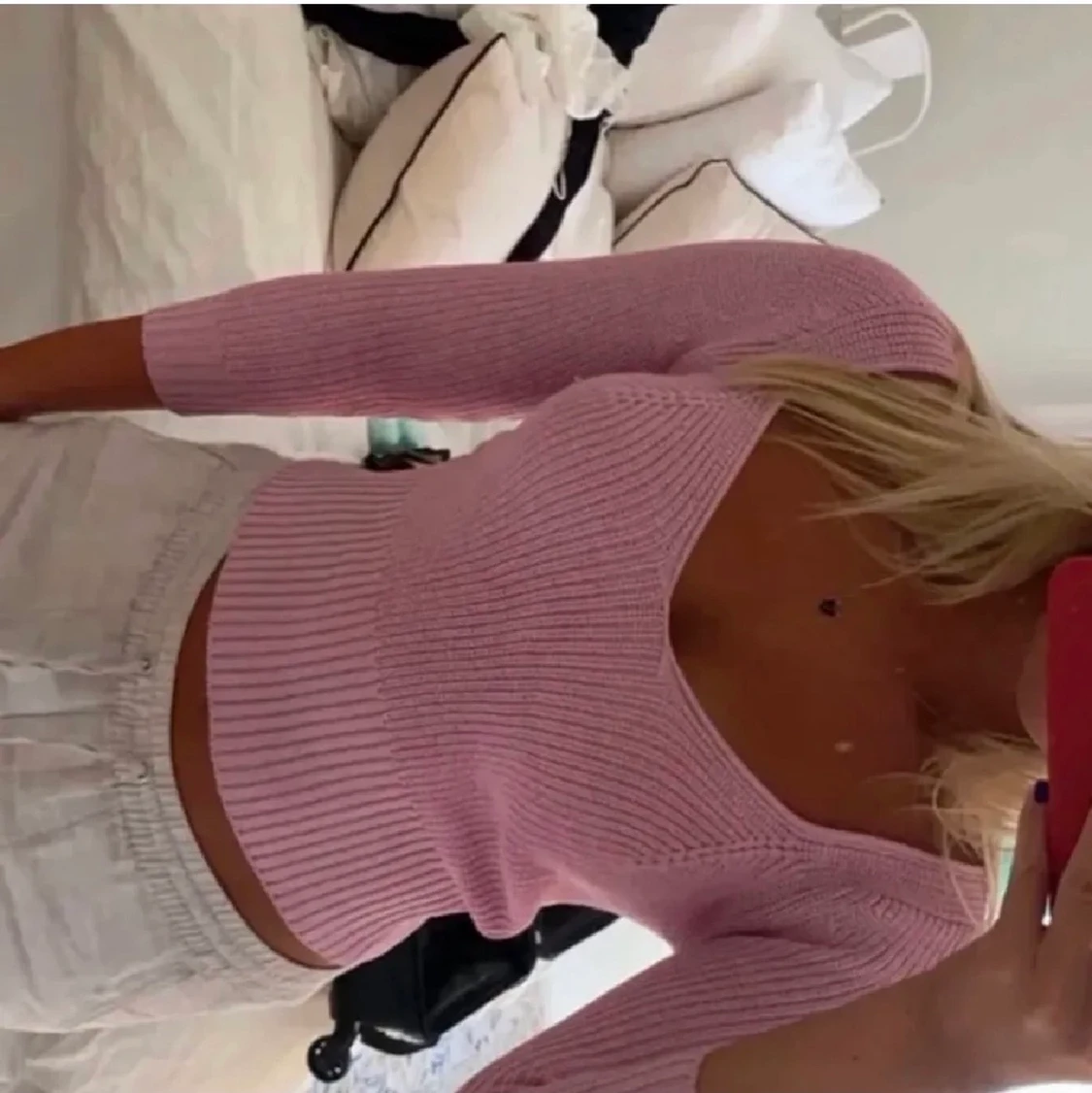 Rosa stickad topp - 90